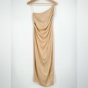 Petal & Pup Tienna One Shoulder Midi Dress‎ Size 4 Tan